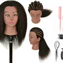 LOHXINHAIR Real 100% Human Hair Mannequin Head with Stand for Hairdresser Practice Braiding Styling Cosmetology Manikin Doll Training Head