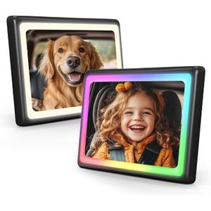 Baby Car Mirror with Light 2-Pack, 7 RGB Colors, 360 Adjustable Rear Facing Car Seat Mirror, Wide Clear View & Shatterproof Safety for Infant Newborn Toddler with Remote