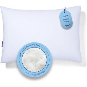 Casper Sleep Original Pillow, Standard Size Medium Soft Feel, Down-Alternative Fill, Supports Side, Back & Stomach Sleepers, Neck Pain Relief, Machine Washable