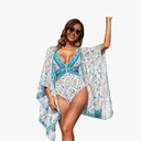 ODIZLI Women's Floral Print One Piece Bikini Swimsuit with Cover-Up Beachwear Outfits.M.