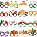 Pajean 32 Pcs Italian Party Decorations Italy Theme Eyeglasses Italian Paper Glasses Frame Photo Booth Props Italy Party Favors for Pizza Birthday Baby Shower Birthday Supplies