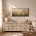 Large Framed Wildflower Wall Art, Vintage Flower Botanical Wall Decor, 32"L x 16"W