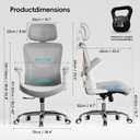 Ergalithic Office Home Ergonomic Desk Chair-Computer X-Shaped Chair Mesh PU Leather with Adjustable Lumbar Support-Executive Chair High Back with Headrest Flip-Up Arms for Long Hours (Grey), 24.8" W X 25.98" D X 47.24" H