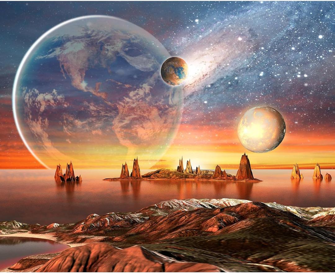 Alien Planet Background Outer Space Backdrop Abstract Universe Planet Galaxy Birthday Party Photography Background for Baby Boy Kids Space Birthday Decorations Planets Party Props 5x3ft