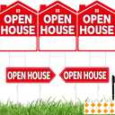 Open House Signs for Real Estate 5 Pack, 17"x13" Open House Sign Double Sided Waterproof, Directional Arrows with Metal Stakes for Real Estate Agent, Property Sale Red