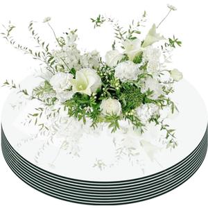 Acrylic Round Mirror Tiles for Centerpieces, 9PCS Round Mirror Trays Flat 10inch Circle Mirrors for Tables Mirror Centerpieces, Mirror Candle Plates for Table Centerpieces Wedding Party Centerpieces