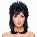 Mullet Wig for Women Black 80s Costumes Fancy Party Accessory Cosplay hair wig (Black)