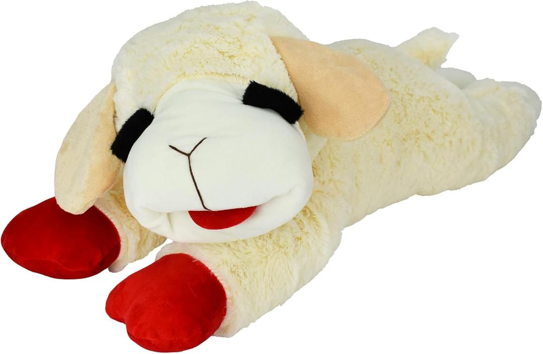 Multipet Lamb Chop Dog Plush Toy - Squeaky Toy for All Dogs - Extra Soft Plush - Stuffed Animal for Cuddling & Playing - Jumbo (24", Cream)