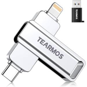512GB Flash Drive Intended for iPhone iPad, Memory Stick Storage for Photos and Videos Backup, Compatible with iPhone iPad Android PC, Plug and Play, No Application Required (Metal Silver)