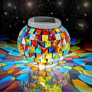 Aukora Color Changing Solar Powered Glass Ball Garden Lights, Table Lamps Waterproof Night Light for Patio, Party, Yard, Room, Bar,  Drink Cooler Cabinet, Outdoor/Indoor Decorations, Ideal Gift(Mosaic Glass) (Big)