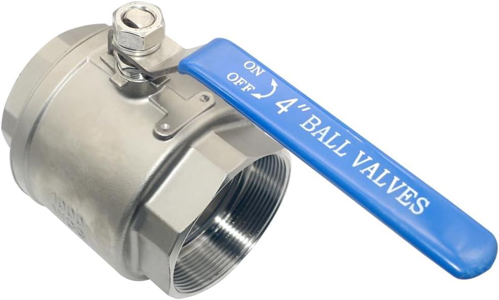 4" NPT Female 316 Stainless Steel Full Port Ball Valve Vinyl Handle WOG1000