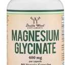 Magnesium Glycinate 400mg, 90 Capsules (Vegan Safe, Third Party Tested, Gluten Free, Non-GMO) High Absorption Magnesium by Double Wood Supplements, Exp: 12/2027