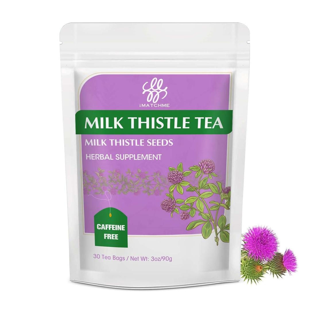 iMATCHME Premium Milk Thistle Tea Bags, Liver Function, Liver Detox and Overall Health Support, Certified Free, 30 Tea Bags/90g