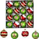 Fanfantoey Christmas Balls Ornaments Set, 16Pcs 2.4 Inch Christmas Tree Ornaments, Red Green White Shatterproof Christmas Tree Balls for Xmas Decorations