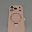 Mag-Ring Designed for iPhone 17 Pro Case, Liquid Silicone [Moisturizing Factor] Extreme Soft Slim Phone Case with Stand [Compatible with MagSafe] for 17 Pro 6.3 inch Men Women, Pink