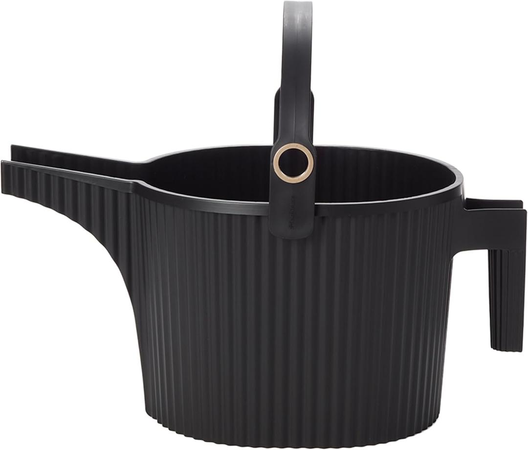Hachiman Large Watering Can with Widened Spout | 5 L Plant Watering Can for Indoor and Outdoor Plants, Hands-Free Filling, 15" x7.2", Black