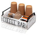 LYJWOO6D Coffee Station Organizer Pod Holder Wooden Bar Accessories for Countertop,Farmhouse with Handle,Coffee Decor Rustic White