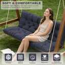 Outdoor Swing Cushions,Waterproof Swing Cushions 3 Seater Replacement with Backrest,Outdoor Thickened Bench Cushion with Ties for Porch,Patio,Backyard,Garden (Navy Blue 60 * 40 in)