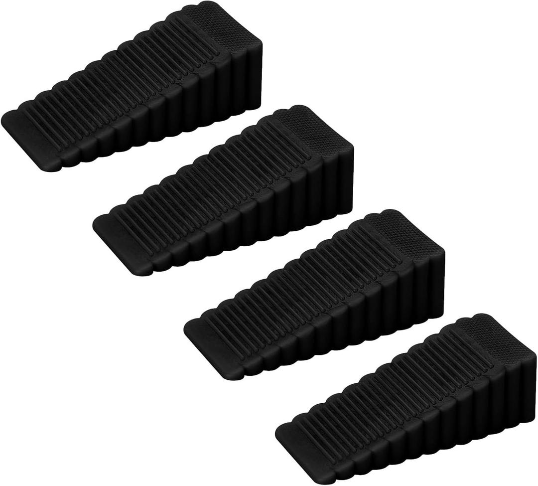 4 Pack Door Stoppers for Bottom of Door,Rubber Door Stop for Carpet, Tile, Concrete, Wood, Door Holder for Heavy Duty Door (Black)