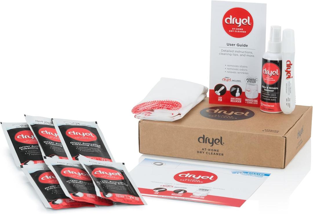 dryel At-Home Dry Cleaner Starter Kit, Gentle Laundry Care for Special Fabrics and Dry-Clean-Only Clothes, 6 Loads