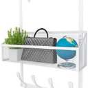 Kaiferty Over The Door Hooks Organizer, Coat Rack Over The Door Storage Hanger Towel Rack, Back of Door Storage Organizer for Bathroom,Bedroom,Kitchen,Office (White 2-Tier)