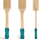 OWIIZI Back Scrubber for Shower with Soft and Stiff Boar Bristles Dual-Sided Wooden Long Handle Antiskid Body Bath Brush for Back Use Wet or Dry,Deep Cleanse Large Surface Back Scrub Brush