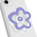 OnTheGrip Cute Transparent Daisy Flower Shape Design Mobile Phone Grip Compatible with Magsafe Multi Functional Collapsible Stand Holder for Smartphone Tablet Cell Phone Accessory (Violet)