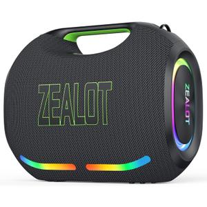 ZEALOT Loud Portable Bluetooth Speaker, 300W Max Wireless with LED Light, Dual Pairing, XBass, Bluetooth 5.3, 48000mAh, Outdoor Waterproof Speaker for Camping, Beach and Party