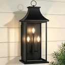 1-Pack 28" Extra Large Outdoor Wall Lights, Wall Sconce Light | 3-Light Exterior Lighting Fixtures Wall Mount, Black Lantern Lamp For Patio, Waterproof Outdoor Lights For House, 27.7 Inch, 1 Pack