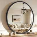 USHOWER Round Bathroom Mirror 36 Inch Black Circle Mirror Over Sink Vanity