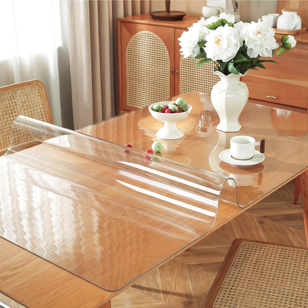 Clear Table Protector 1.5mm Thick Plastic Table Cover, 35.4x63 In