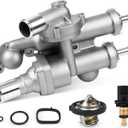 68003582AB Upgraded Aluminium Engine Coolant Thermostat Housing Assembly Compatible with Chrysler 200 Sebring Dodge Avenger Caliber Journey Jeep Compass Patriot 2.4L 20072020 with Sensor #902319