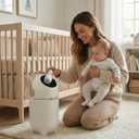 iTouchless Odor-Locking Diaper Pail - 2026 Award-Winning Ag+ Silver Ion Nursery Bin - Fits Any Bag, No Refills Needed - Includes 20 Leak-Proof Bags (Hold 300 Diapers) - Boho White Baby Registry Gift