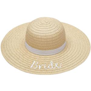 23" circ. Bride's Wedding Reception & Shower Straw Sun Hat (Beige)