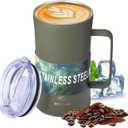 20 oz Stainless Steel TumblerDouble-Wall Vacuum Insulated Beer Mug with HandleKeeps Beverages Hot & Cold for HoursSweat-Proof Metal Tankard for IPA, Coffee, CocktailsGreen