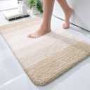 OLANLY Bathroom Rugs Mat 24x16, Extra Soft Absorbent Microfiber Bath Rugs, Rubber Backing, Quick Dry, Machine Washable Bath Mats for Bathroom Floor, Tub and Shower, Home Decor Accessories, Light Beige