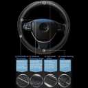 Car Steering Wheel Cover, Anti-Slip, Safety, Soft, Breathable, Heavy Duty, Thick, Full Surround, Sports Style (Black with White Line)