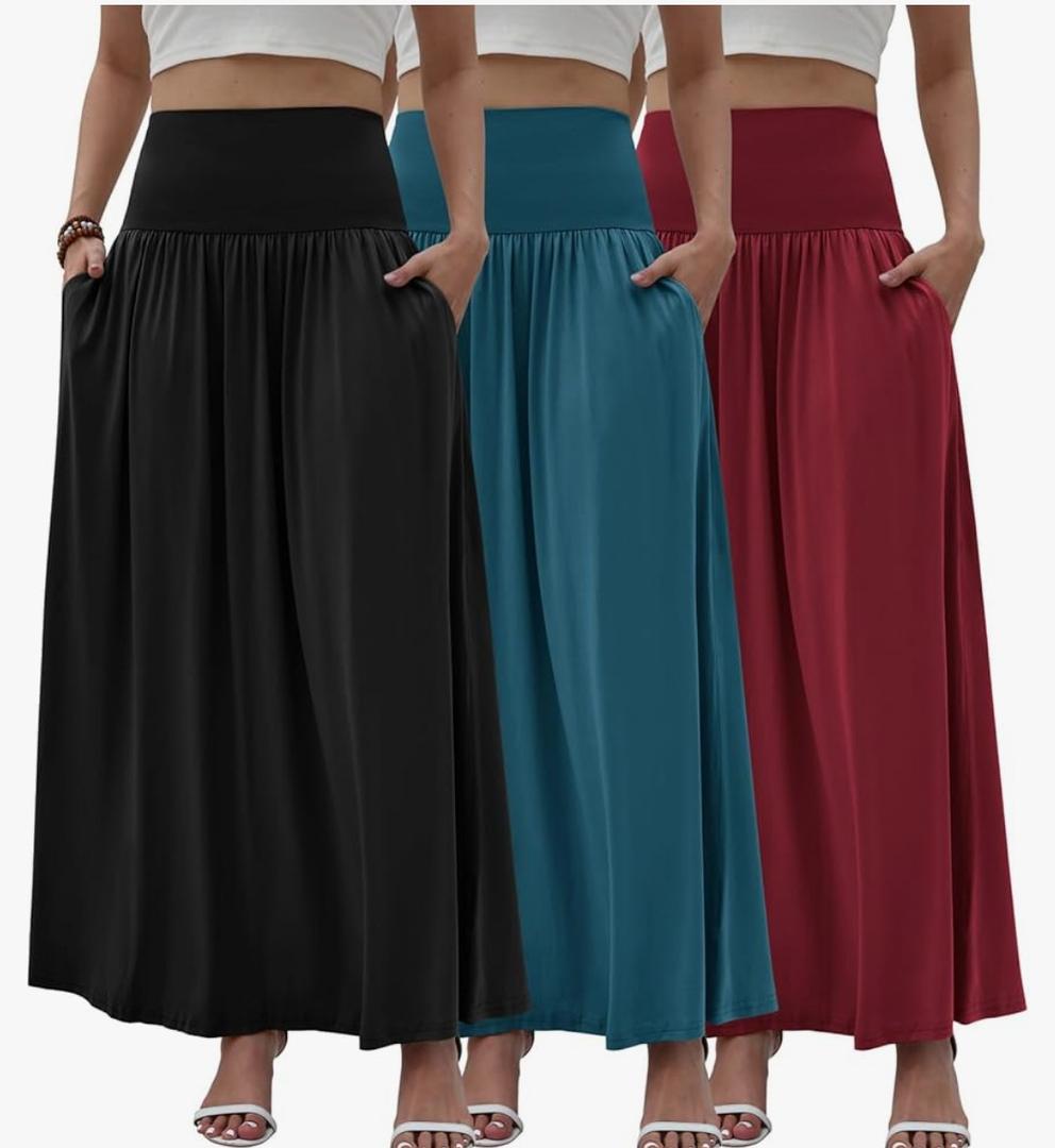 Long Maxi for Women 2 Pack Set Fall Skirts with Pockets Cute Womens Skirts for Party Size XL