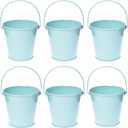 Colored Metal Buckets with Handle, 6 Pack 5.91 Inch Galvanized Iron Pail Bucket for Kids,Classroom,Crafts,and Party Favors (Green Blue)