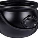 Zcaukya Halloween Large Cauldron, 7.4" Black Plastic Witch Pot with Handle, Vintage Cauldron Candy Bowl for Trick Or Treat, Dressing Accessories, Halloween Decorations