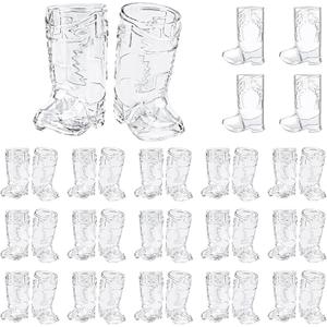 Cowboy Boot Shot Glasses,36 Pcs 1 Oz Mini Plastic Boot Shot Glass, Reusable Plastic Boot Cups for Cowboy Cowgirl Western Theme Party Supplies Bachelorette Birthday Party Favors(Clear)