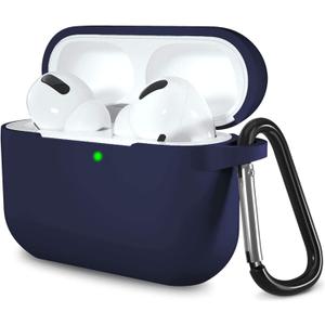 Lerobo Compatible with AirPods Pro 2 Case Cover, Full Protective Shockproof Washable Silicone Skin Cover Case for Airpods pro Supports Wireless Charging with Carabiner Front LED Visible,Navy Blue