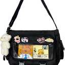 Ita Bag Japanese Messenger Bags Kawaii Crossbody Bag Anime Purse With Cute Pins Y2k For Women Men (Black)