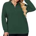 DOLNINE Plus-Size-Sweatshirts for Women Casual Oversized Half Zip Pullover Tops Dressy Long Sleeve Crewneck Blouses Shirts (Green)