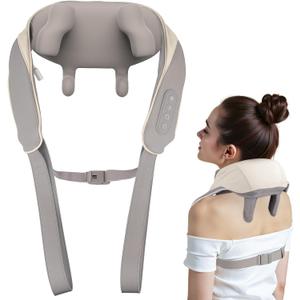 Shiatsu Neck and Back Massager Pro with Heat, Long Battery Life, Auto 10-Min Shutoff, 6D Cordless Massager for Shoulder, Leg, Muscle, Full Body, Ideal Birthday Gift for Teacher, Parents, Friends 