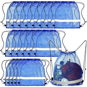 Saintrygo 20 Pcs Reflective Mesh Drawstring Bag 16.54 x 13.78 Inch Quick Drying Swimming Sport Beach Bag Swimming Athletic Gym Clothes Beach Sports Storage(Blue)