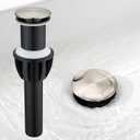 Vessel Sink Drain Without Overflow, Plastic Bathroom Pop up Sink Drain Brushed Nickel, Built-in Anti Clogging Sink Stopper, Fit for 1 3/4 Inch Sink Vanity Drain Assembly with Strainer