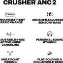 Skullcandy Crusher ANC 2 Wireless Over-Ear Bluetooth Headphones with Extra USB-C Charging Cable, Multi-Sensory Bass, Active Noise Cancelling, 60 Hours Battery, Microphone iPhone Android - Bone