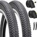Hycline 2-Pack Mountain Bike Tires Set: 20/24/26/27.5-inch Folding Replacement Puncture-Resistant Bicycle Tires and Pair 20/24/26/27.5-inch Inner Tubes with Tire Levers for MTB Off-Road Bike