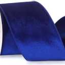 Ribbli Royal Blue Velvet Wired Ribbon 4 Inch Velvet with Satin Christmas Ribbon for Gift Wrapping Christmas Tree Decoration Crafts Wreaths Supplies-Continuous 10 Yards